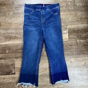 Spanx pull on jeans raw hem straight leg